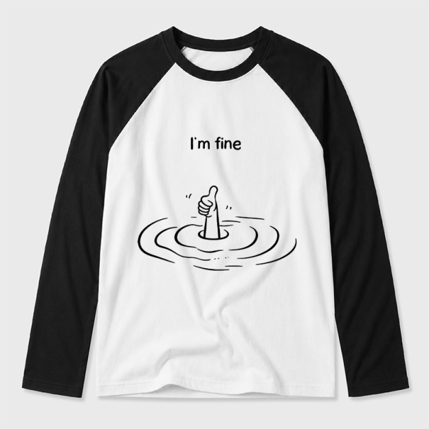 I'm Fine Geek Retro Raglan Long-Sleeve Tee