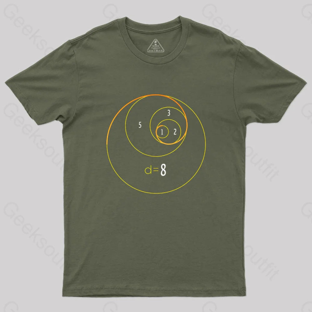 Fibonacci Circles T-Shirt Army Green / S