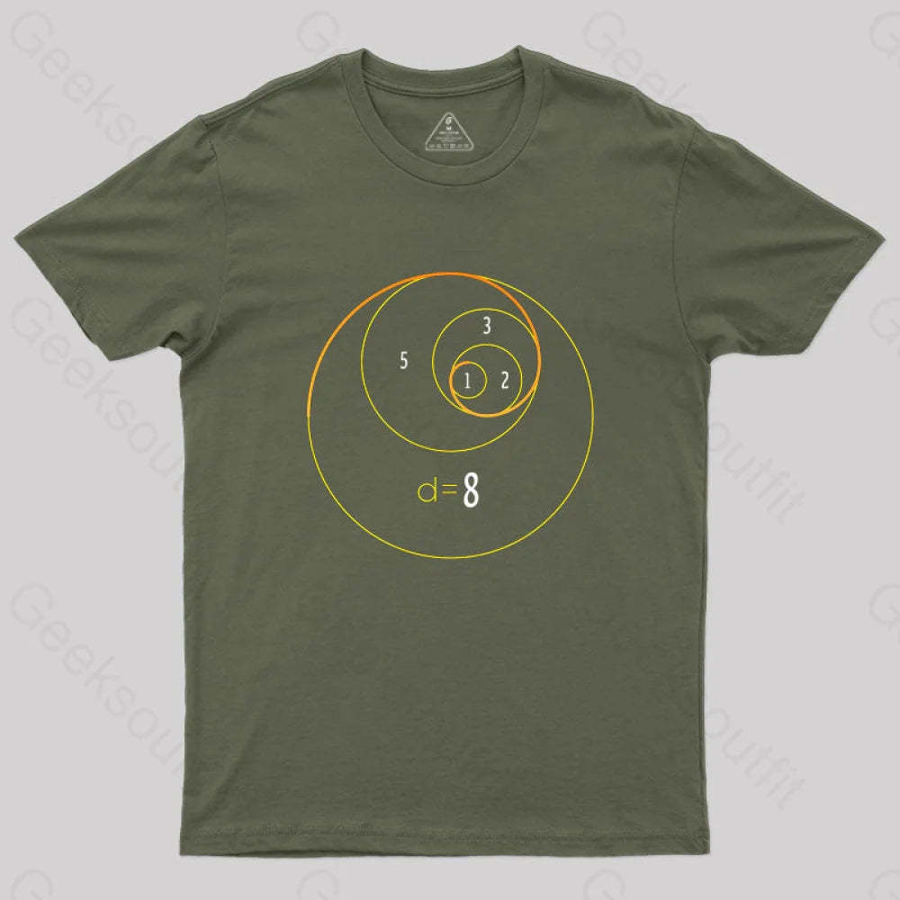 Fibonacci Circles T-Shirt Army Green / S