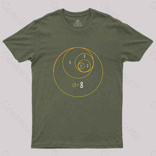 Fibonacci Circles T-Shirt Army Green / S