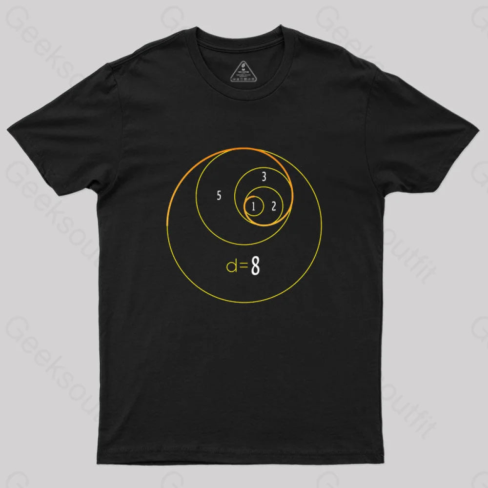 Fibonacci Circles T-Shirt Black / S