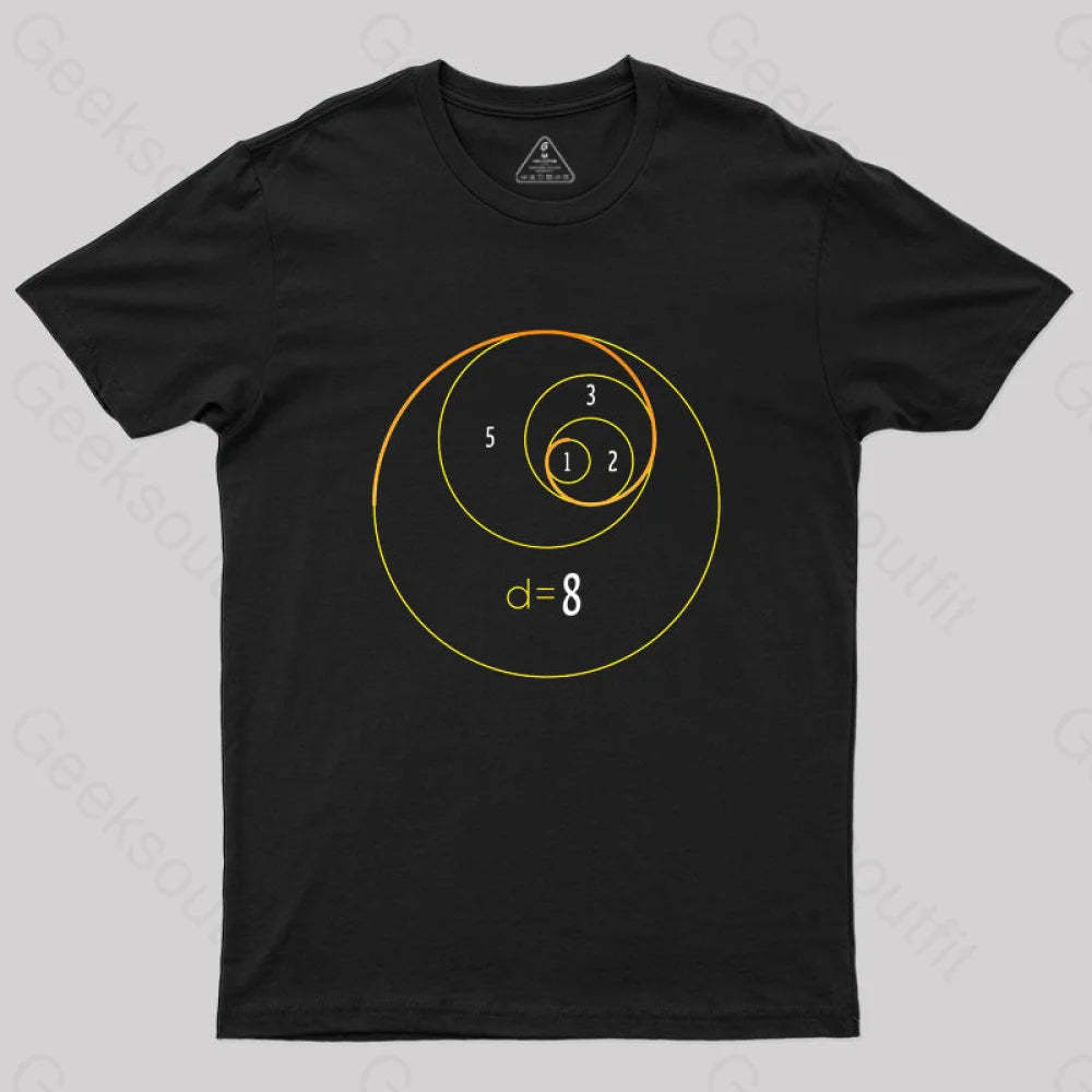 Fibonacci Circles T-Shirt Black / S