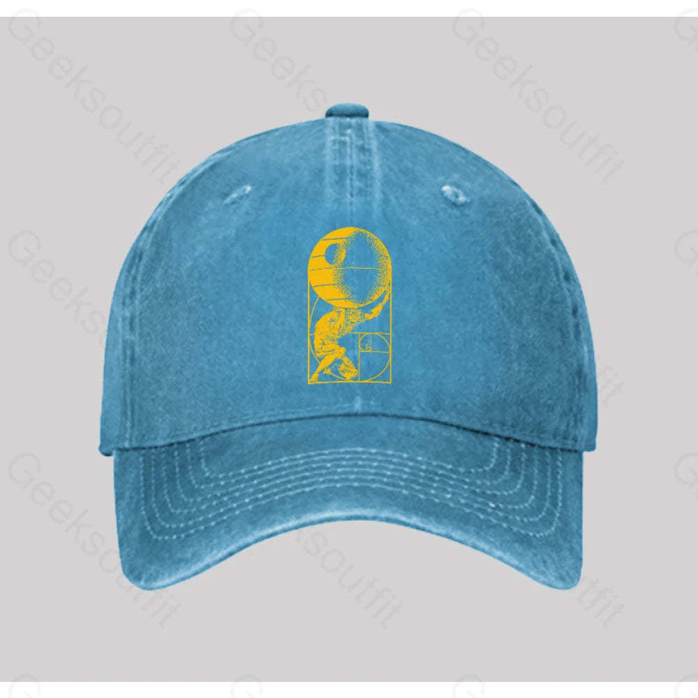 Fibonacci Death Star Washed Vintage Baseball Cap Blue
