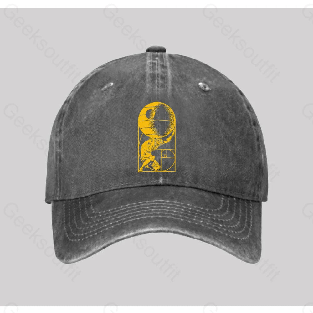 Fibonacci Death Star Washed Vintage Baseball Cap Grey