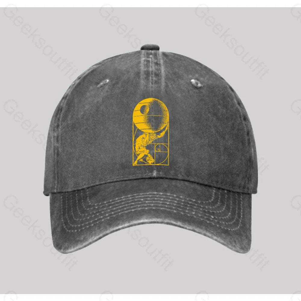 Fibonacci Death Star Washed Vintage Baseball Cap Grey