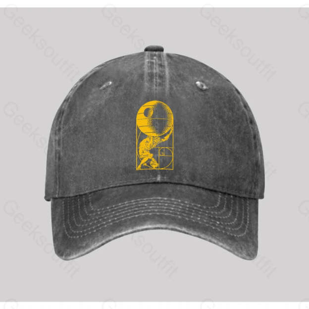 Fibonacci Death Star Washed Vintage Baseball Cap Grey