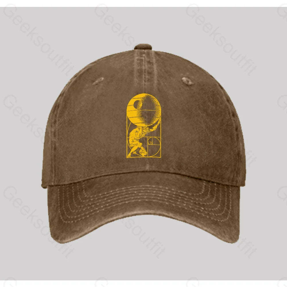 Fibonacci Death Star Washed Vintage Baseball Cap Natural