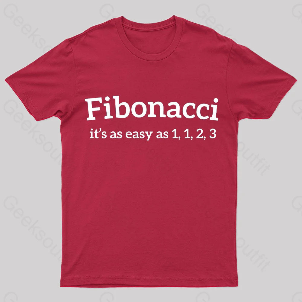 Fibonacci Funny Quote Nerd T-Shirt Red / S