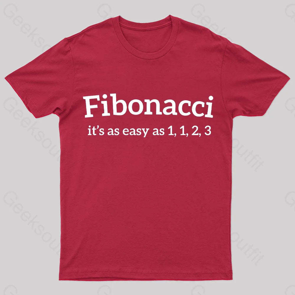 Fibonacci Funny Quote Nerd T-Shirt Red / S