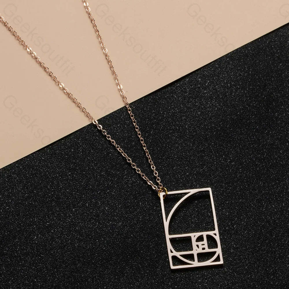 Fibonacci Geometry Necklace Rose Gold Color