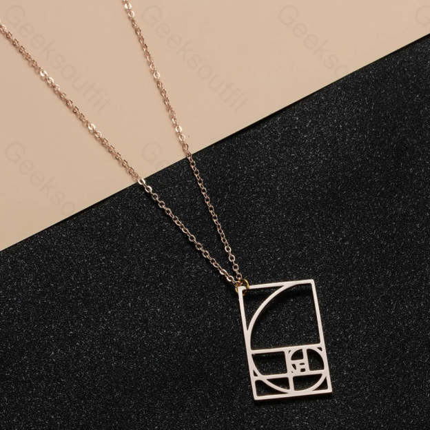 Fibonacci Geometry Necklace Rose Gold Color