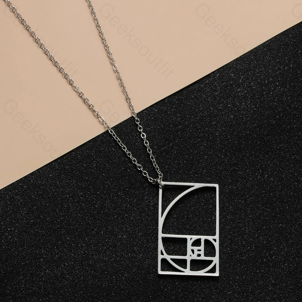 Fibonacci Geometry Necklace Steel Color