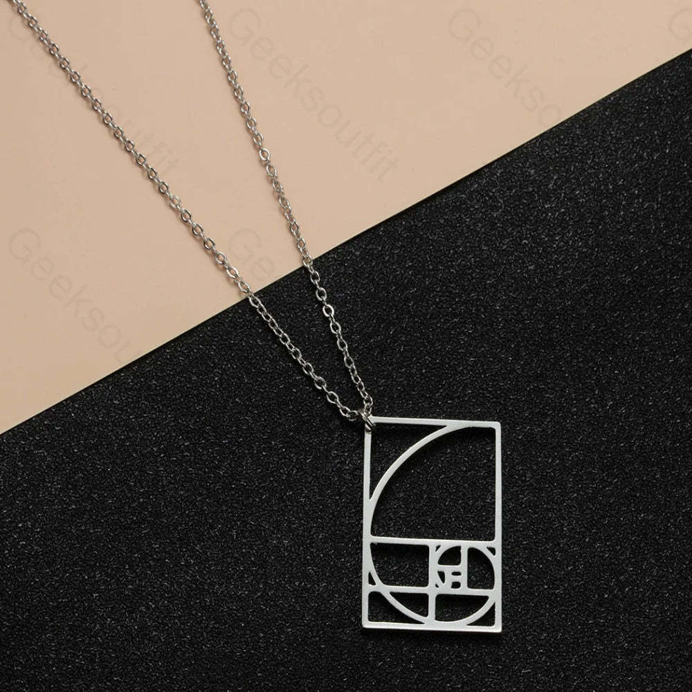 Fibonacci Geometry Necklace Steel Color