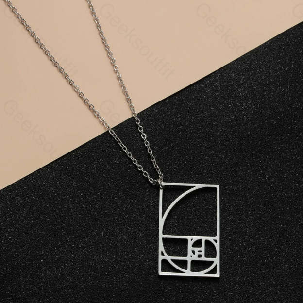 Fibonacci Geometry Necklace Steel Color