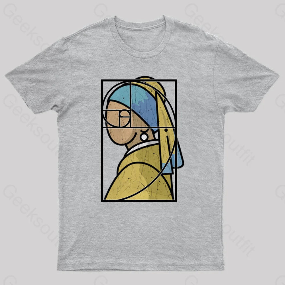 Fibonacci Girl With A Pearl Earring Geek T-Shirt Grey / S