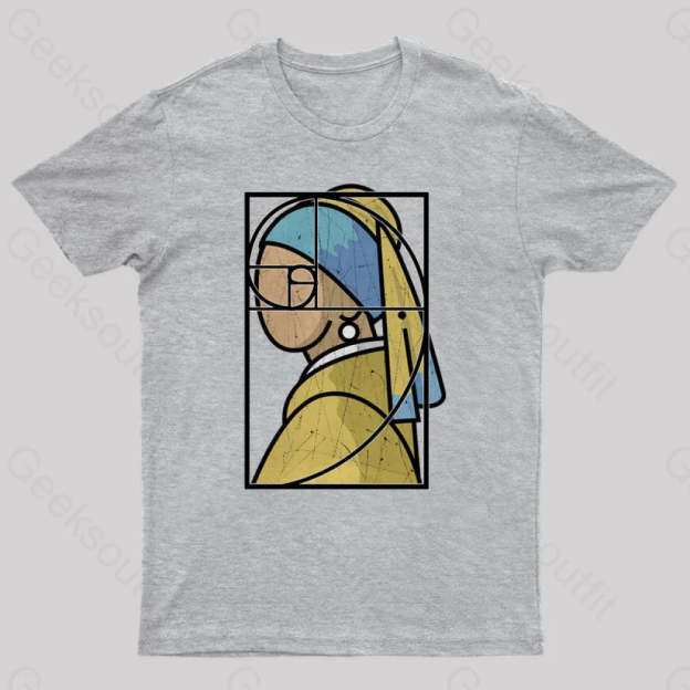 Fibonacci Girl With A Pearl Earring Geek T-Shirt Grey / S