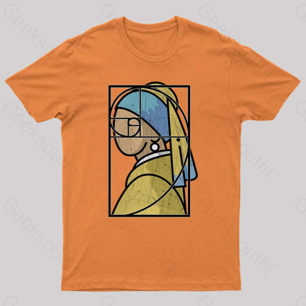 Fibonacci Girl With A Pearl Earring Geek T-Shirt Orange / S