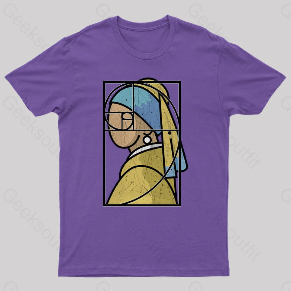 Fibonacci Girl With A Pearl Earring Geek T-Shirt Purple / S
