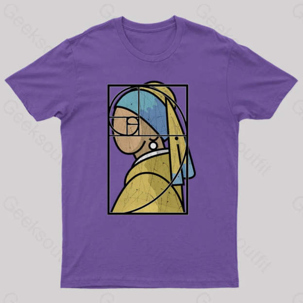 Fibonacci Girl With A Pearl Earring Geek T-Shirt Purple / S