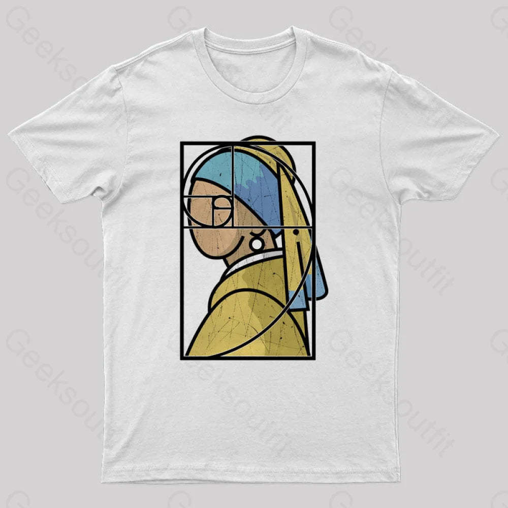 Fibonacci Girl With A Pearl Earring Geek T-Shirt White / S