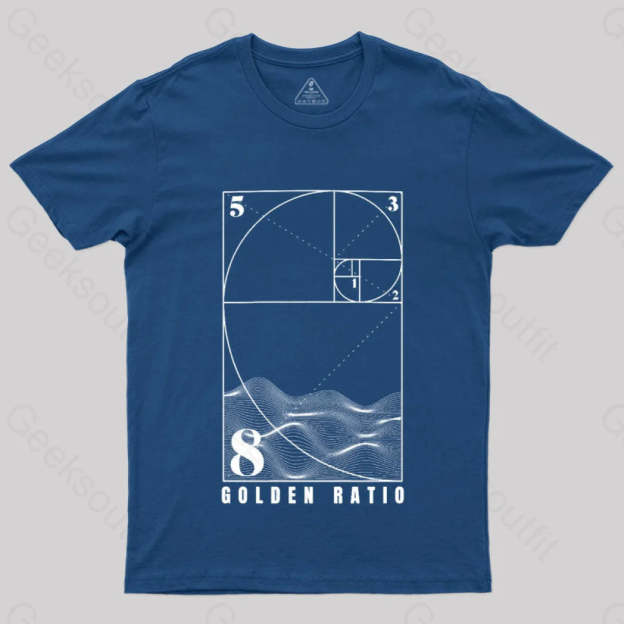 Fibonacci Golden Ratio Mathematics T-Shirt Navy / S
