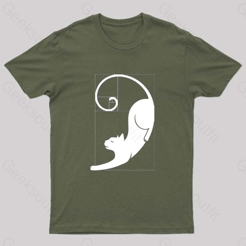 Fibonacci Kitty T-Shirt Army Green / S