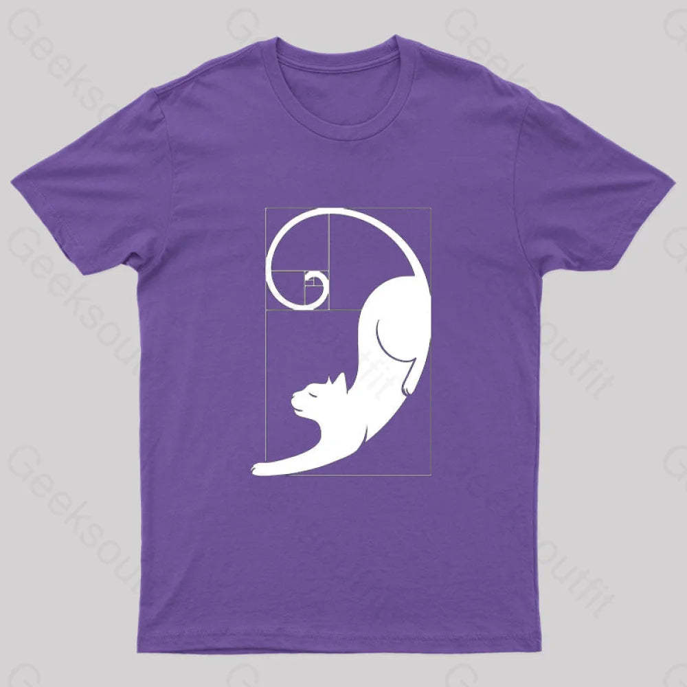 Fibonacci Kitty T-Shirt Purple / S