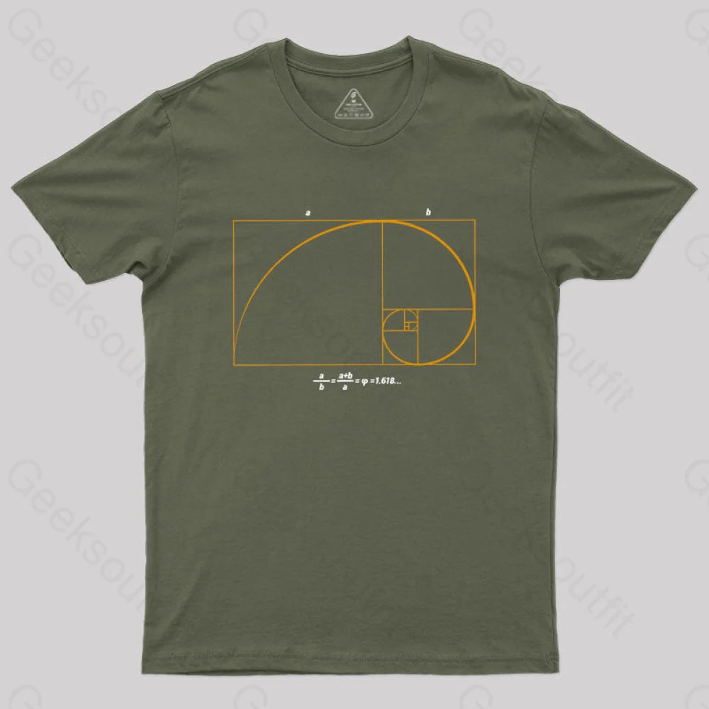 Fibonacci Math Art Science Engineer T-Shirt Army Green / S