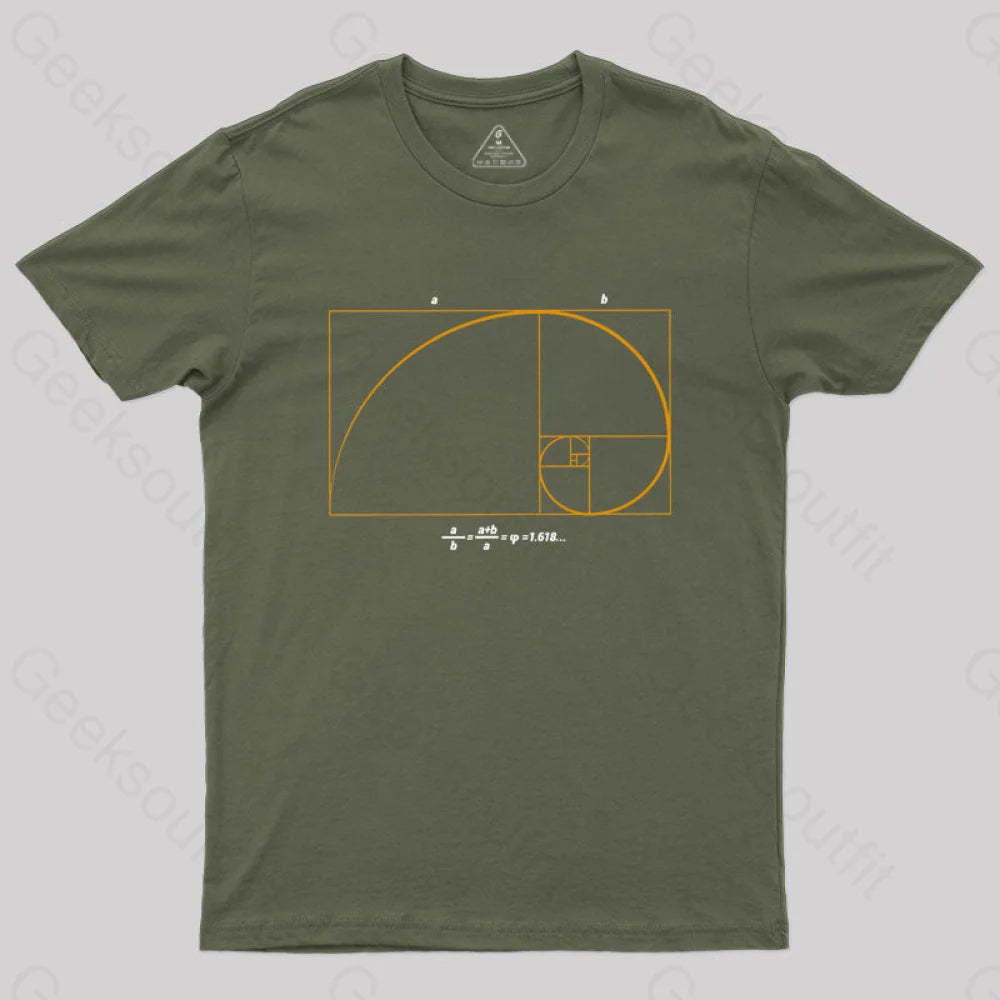 Fibonacci Math Art Science Engineer T-Shirt Army Green / S