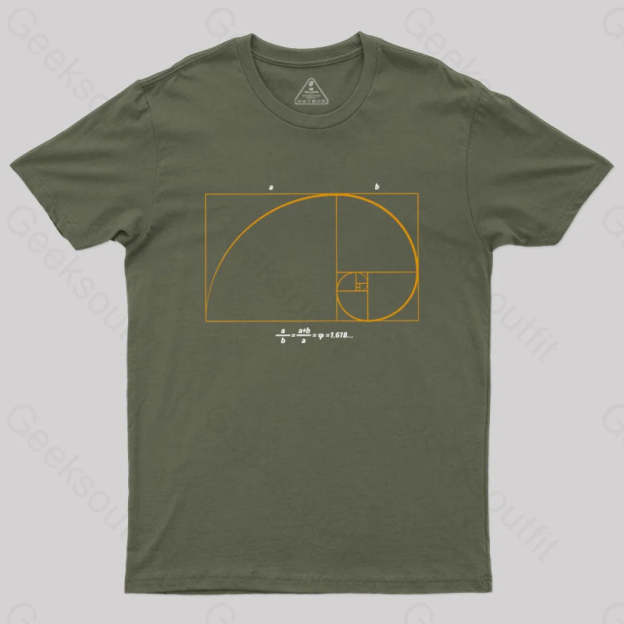 Fibonacci Math Art Science Engineer T-Shirt Army Green / S
