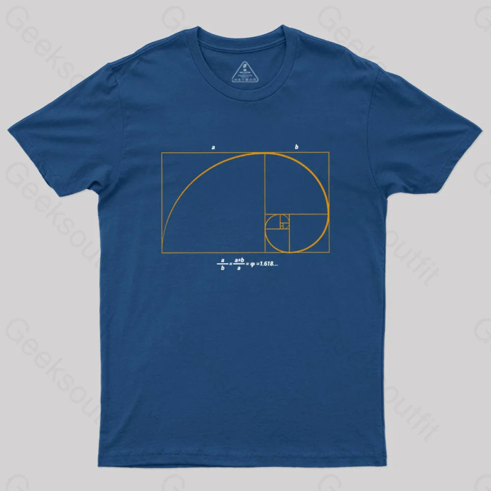 Fibonacci Math Art Science Engineer T-Shirt Navy / S