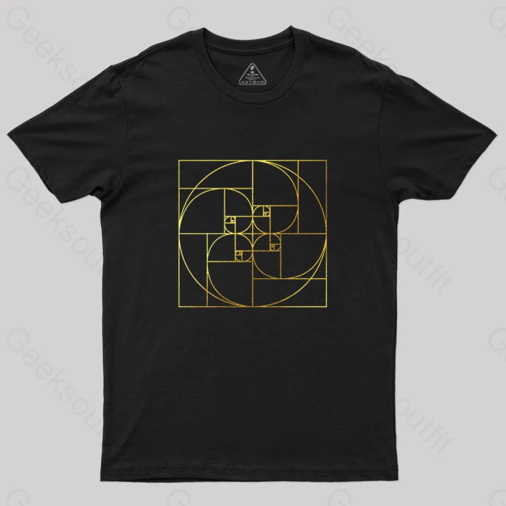 Large Navy Blue Fibonacci Sequence T-Shirt - Science Nerd Geek Tee For Adults