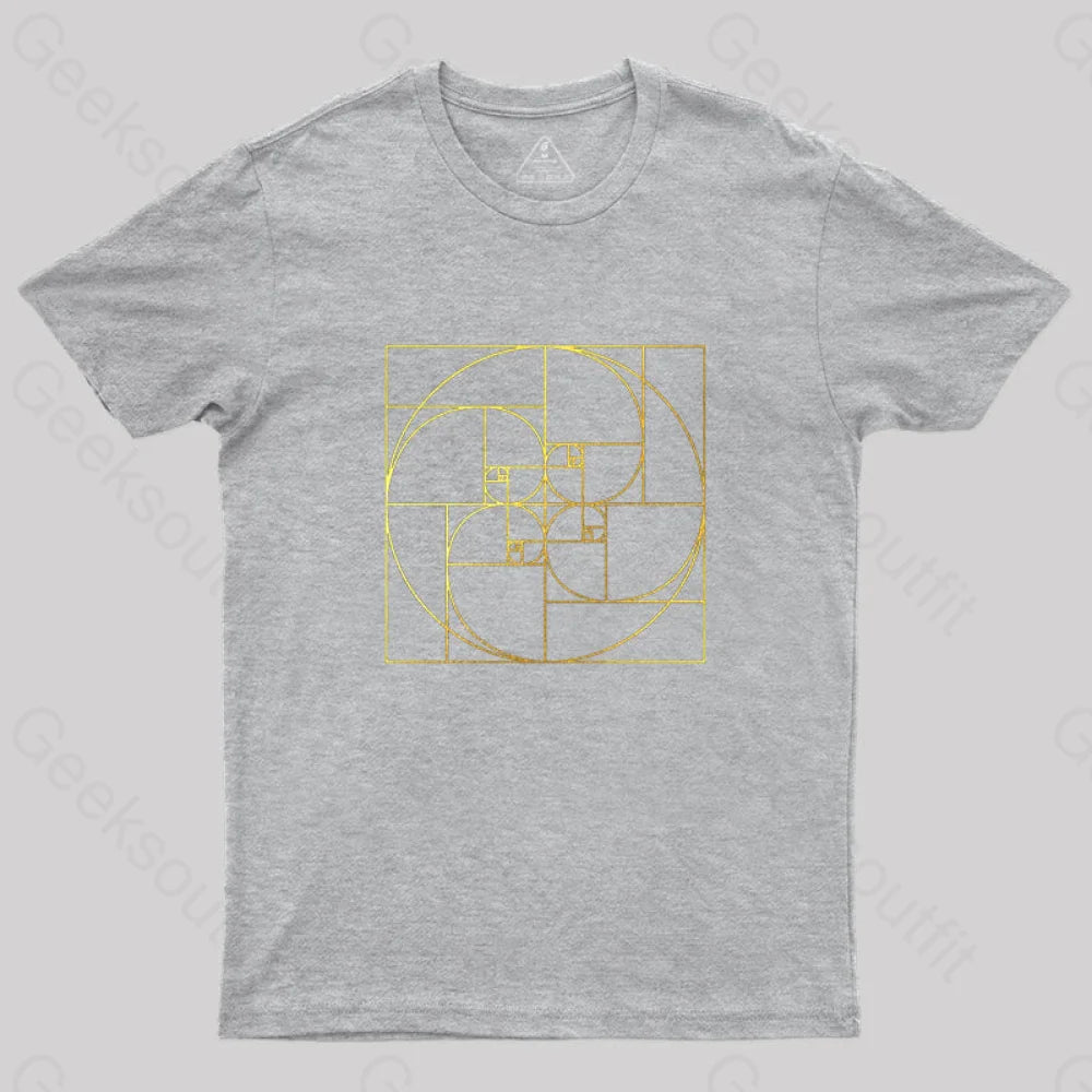 Fibonacci Spiral Golden Ratio Digital T-Shirt Grey / S