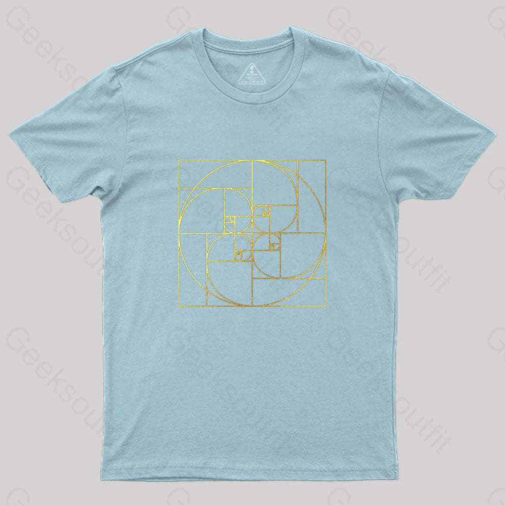 Fibonacci Spiral Golden Ratio Digital T-Shirt Light Blue / S