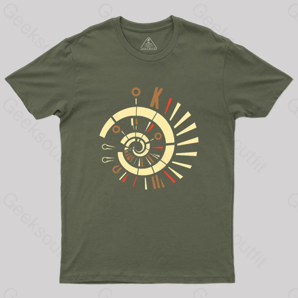 Fibonacci Spiral Golden Ratio Mathematics Geometry T-Shirt Army Green / S