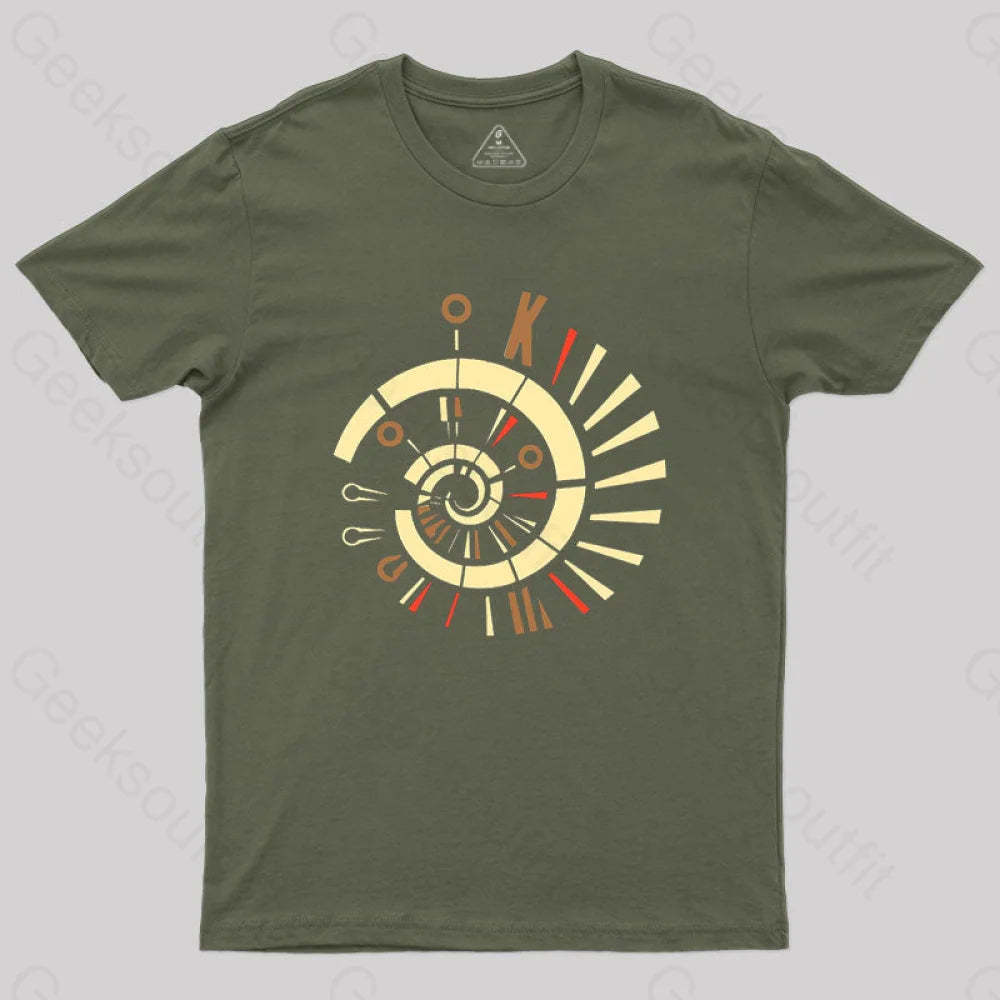 Fibonacci Spiral Golden Ratio Mathematics Geometry T-Shirt Army Green / S