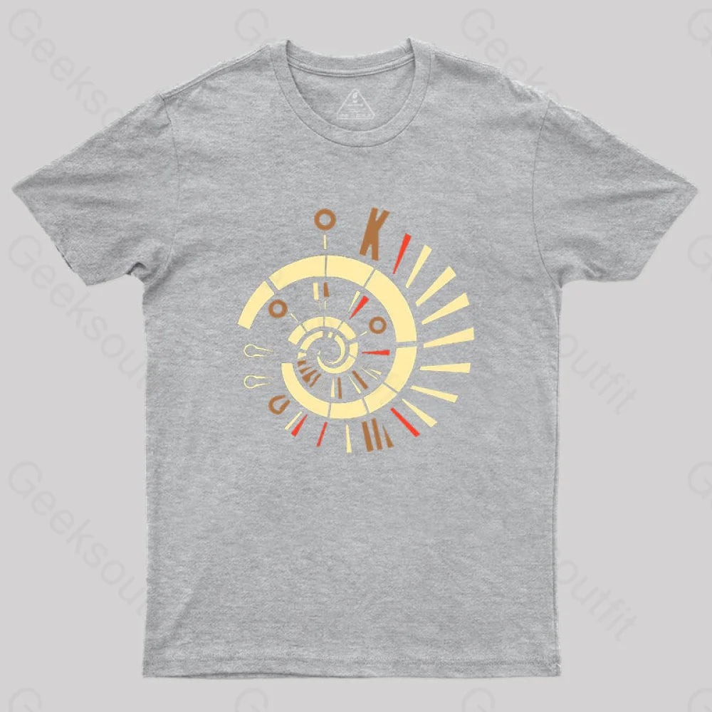 Fibonacci Spiral Golden Ratio Mathematics Geometry T-Shirt Grey / S