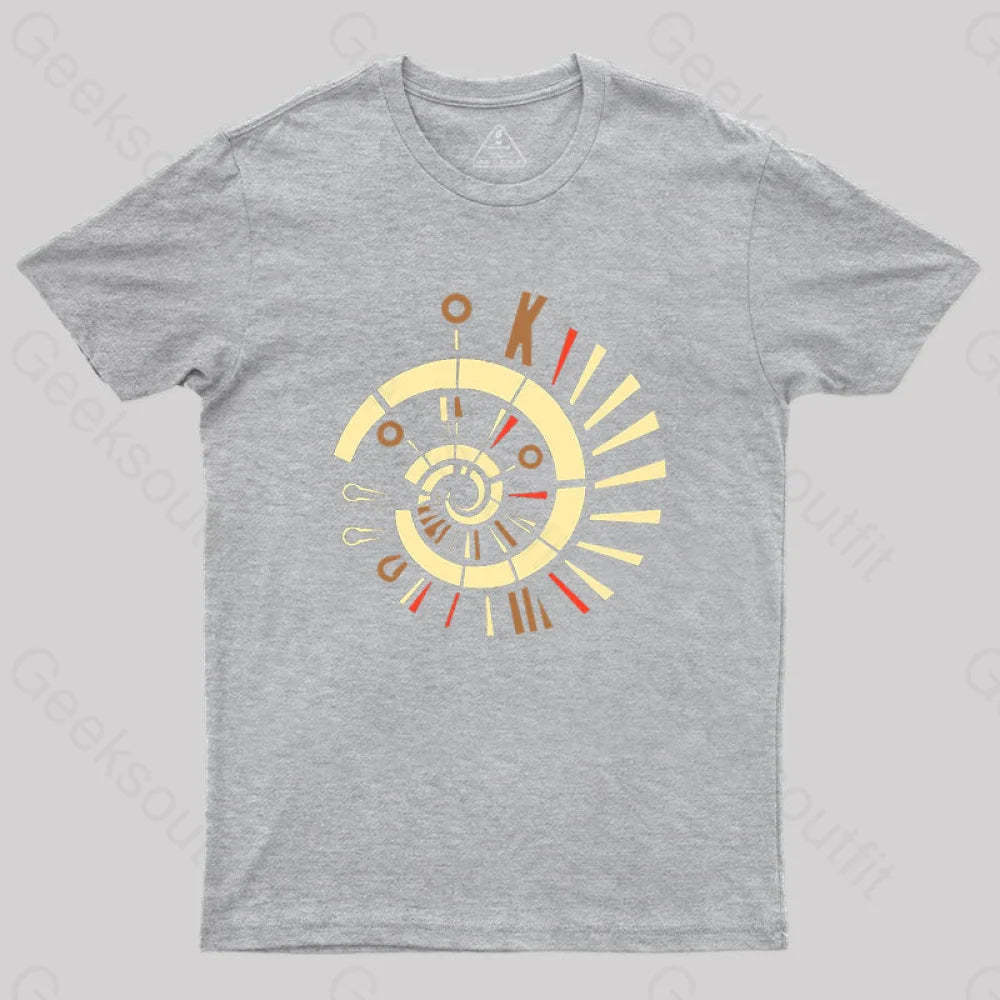 Fibonacci Spiral Golden Ratio Mathematics Geometry T-Shirt Grey / S