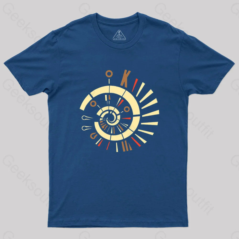 Fibonacci Spiral Golden Ratio Mathematics Geometry T-Shirt Navy / S