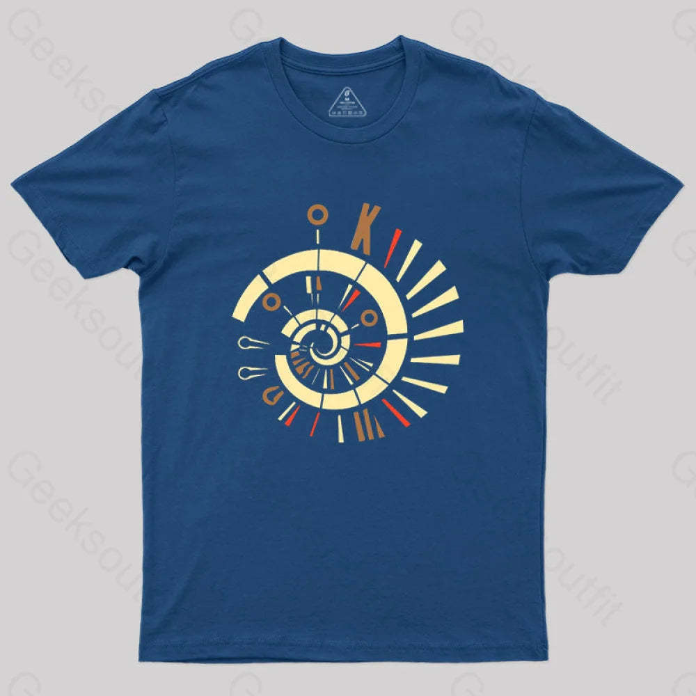 Fibonacci Spiral Golden Ratio Mathematics Geometry T-Shirt Navy / S