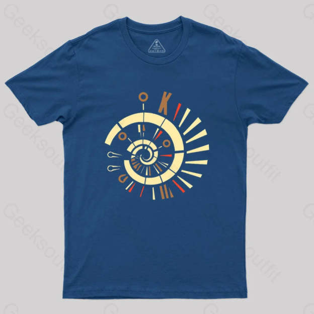 Fibonacci Spiral Golden Ratio Mathematics Geometry T-Shirt Navy / S