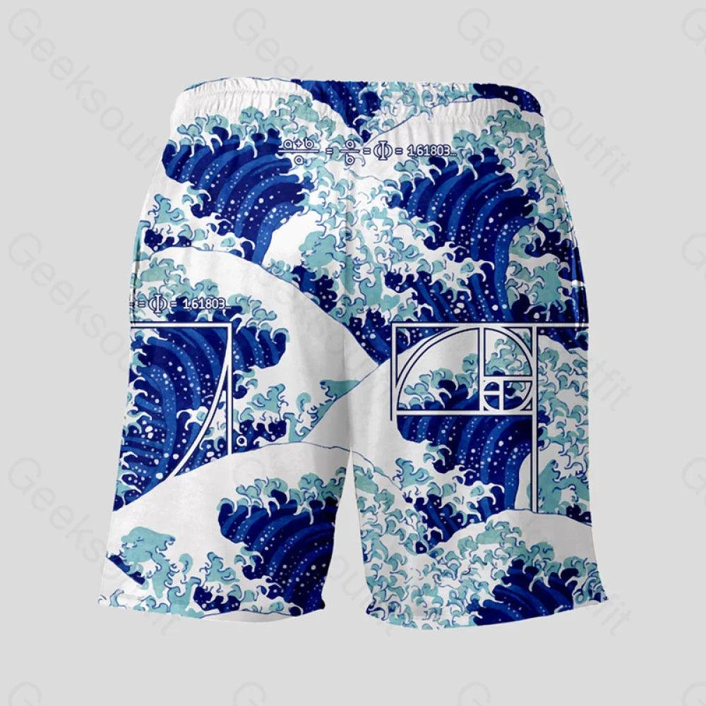 Fibonacci Waves Geeky Drawstring Shorts