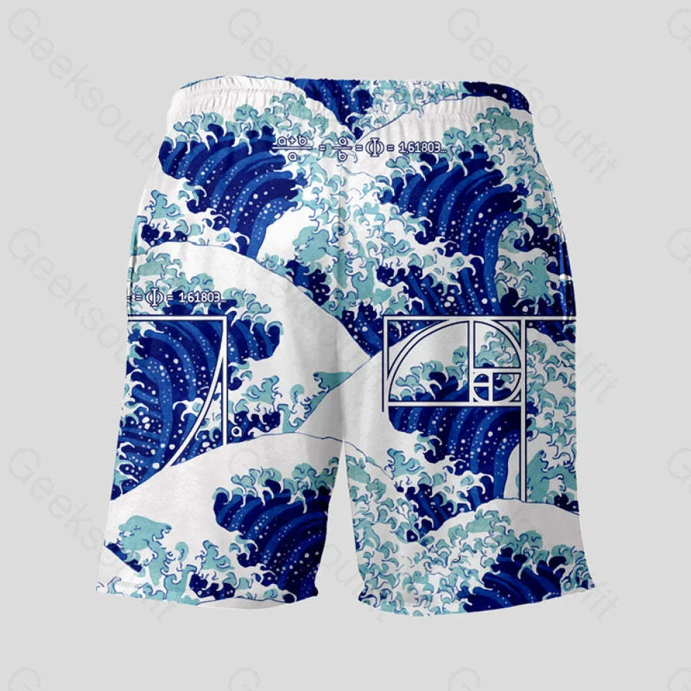 Fibonacci Waves Geeky Drawstring Shorts