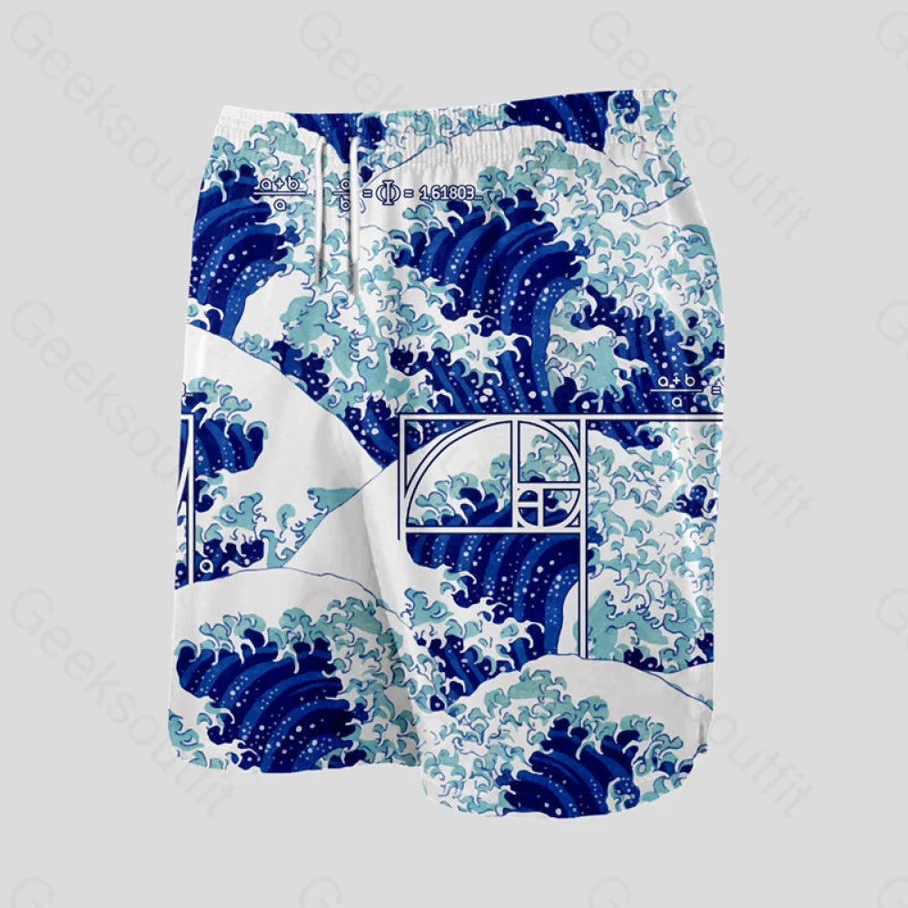 Fibonacci Waves Geeky Drawstring Shorts