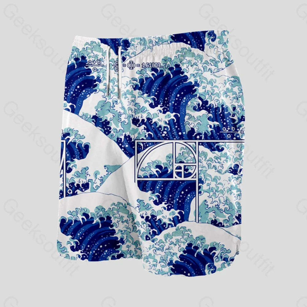Fibonacci Waves Geeky Drawstring Shorts