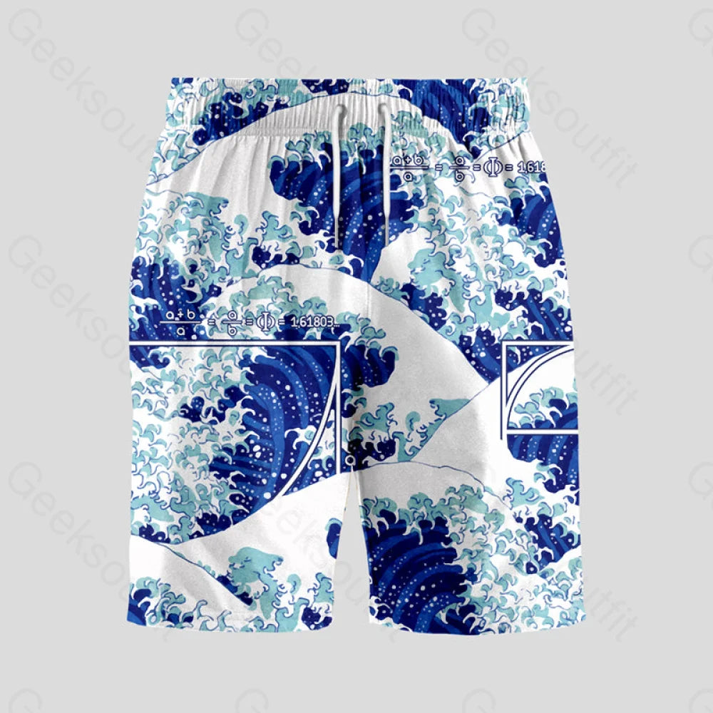 Fibonacci Waves Geeky Drawstring Shorts S