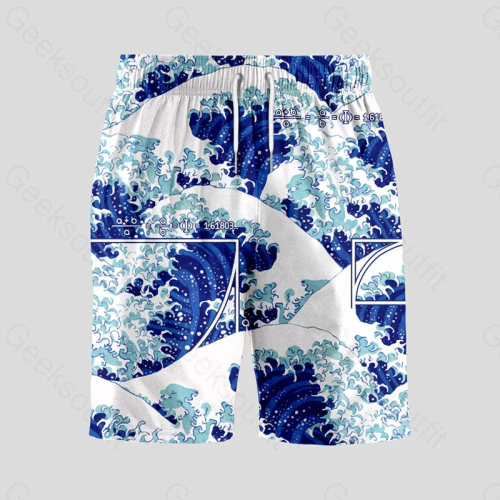 Fibonacci Waves Geeky Drawstring Shorts S