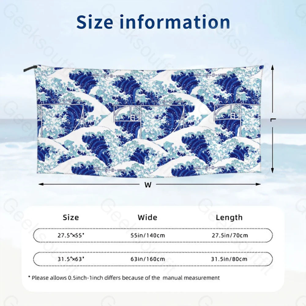 Fibonacci Waves Quick Drying Beach Towel
