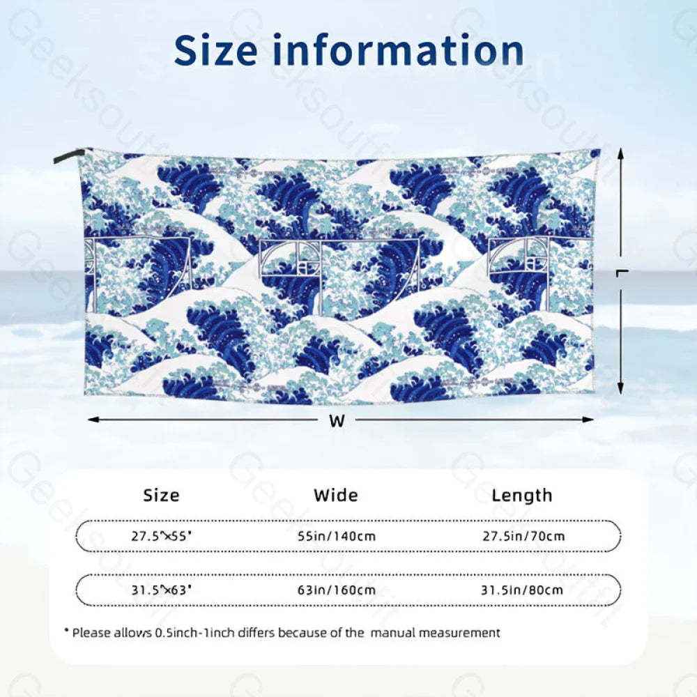 Fibonacci Waves Quick Drying Beach Towel