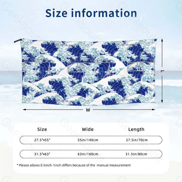 Fibonacci Waves Quick Drying Beach Towel